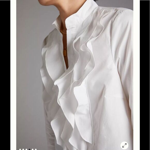 Anthropologie ruffled button down white top - Picture 6 of 6